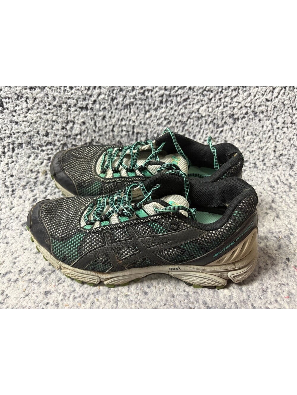 ASICS Gel-Trail Attack 5 Womens Size 7 Black Green Trail Running Shoes T161N